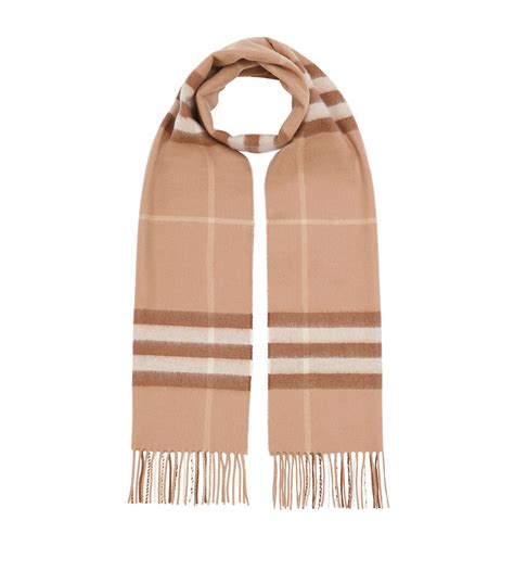 Check Cashmere Scarf in Mid camel 